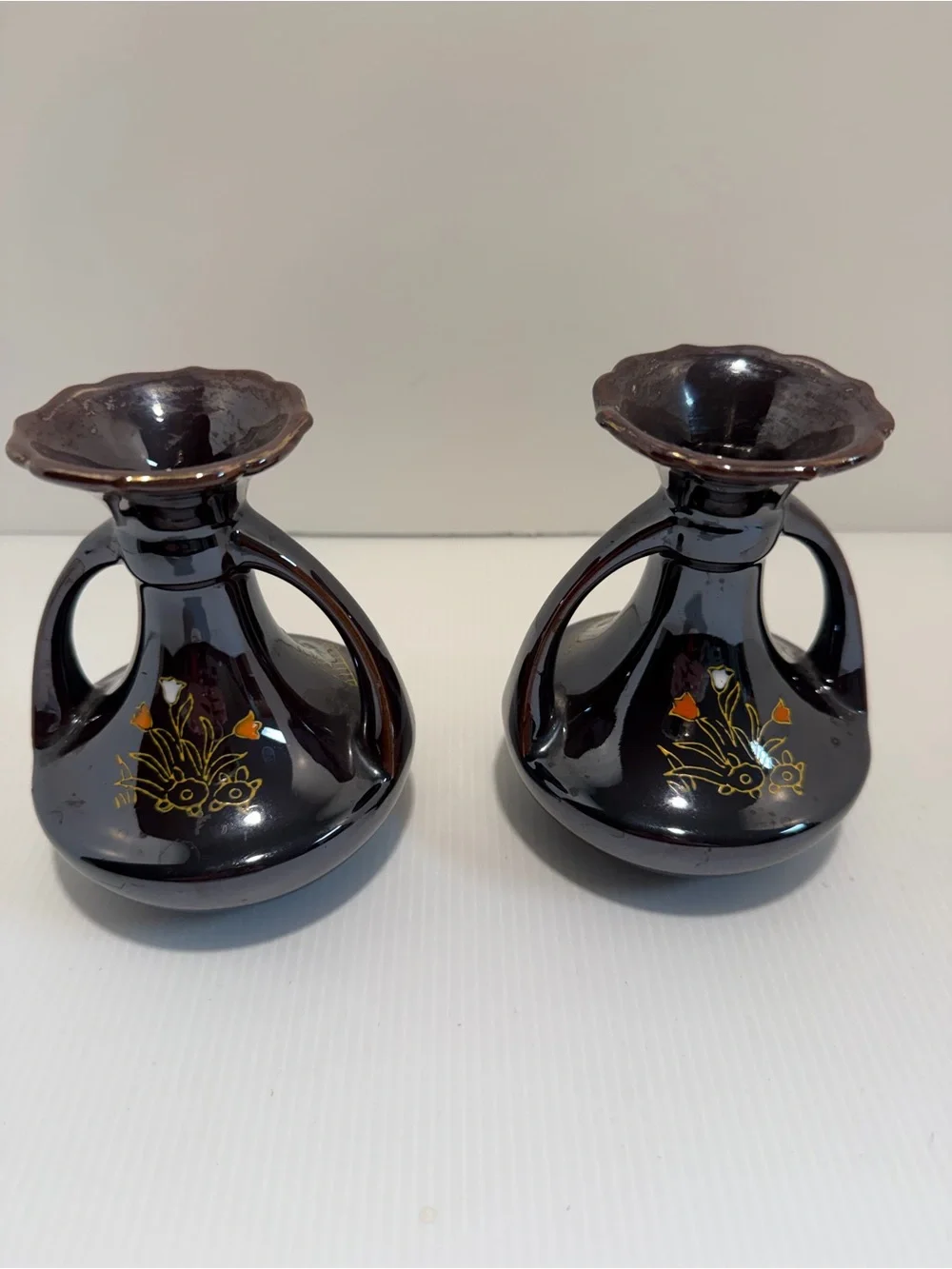 50’s-60’s Vintage Mid-Century Japan Floral Bud Vases - Set of 2